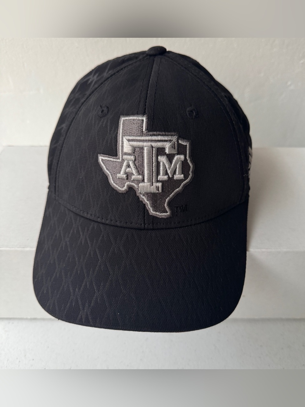 adidas Black Baseball Cap with Silver Embroidered Texas A&M Logo